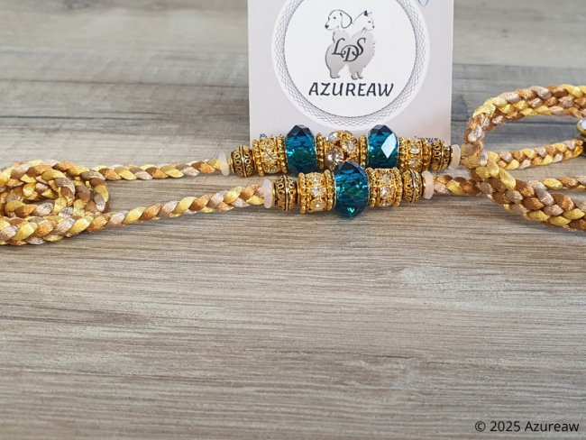 Laisse expositions canines avec sous gorge SOLEIL d’AZUR pour moyen chien - Fait main