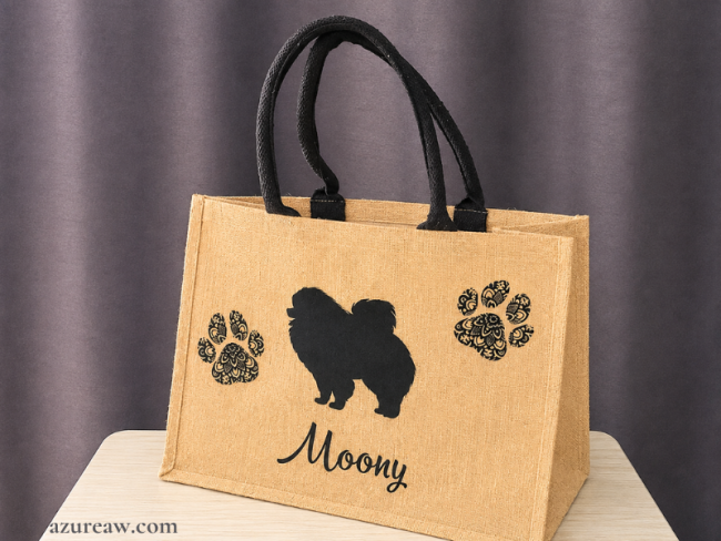 Sac en toile de jute Naturel Noir personnalisé - Fait main