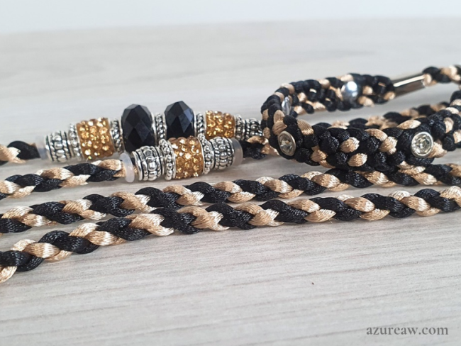 Laisse d’exposition sur mesure entièrement tressée main pour chien moyen LUXE Strass | Azureaw