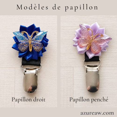 Broches porte-numéro Azureaw Fleur Papillon - Fait main