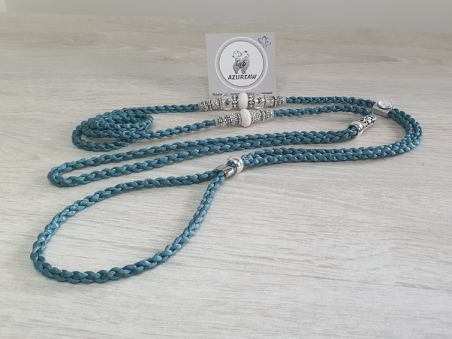 laisse exposition vert émeraude tressée main | Azureaw