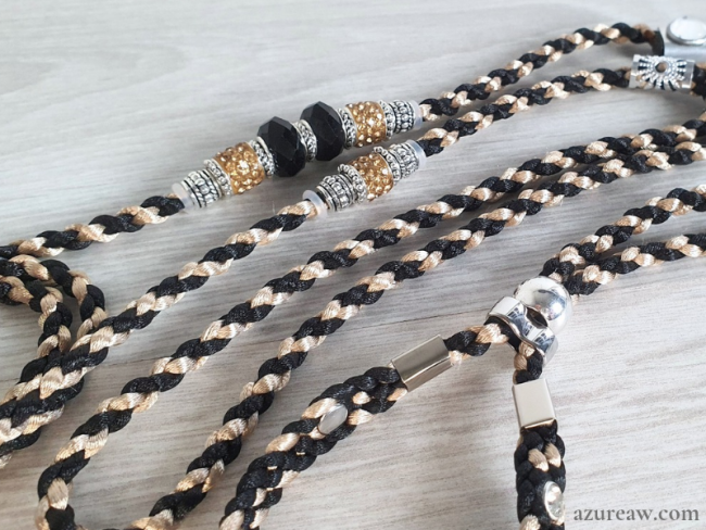 Laisse d’exposition sur mesure entièrement tressée main pour chien moyen LUXE Strass | Azureaw