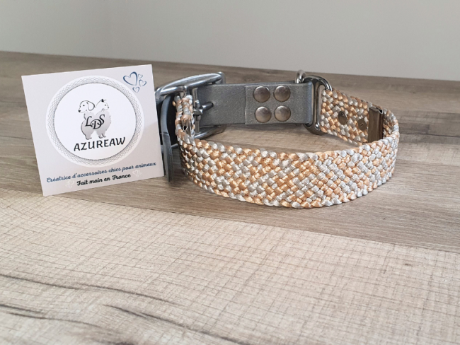 Collier tressé Attache Biothane (largeur 2 cm env.)  - Fait main et sur mesure