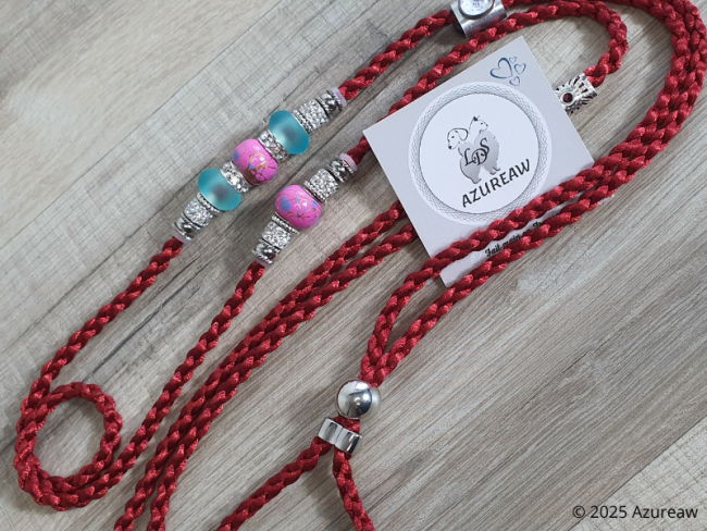 Laisse expositions canines BORDEAUX ROSÉE D'AZUR - Fait main