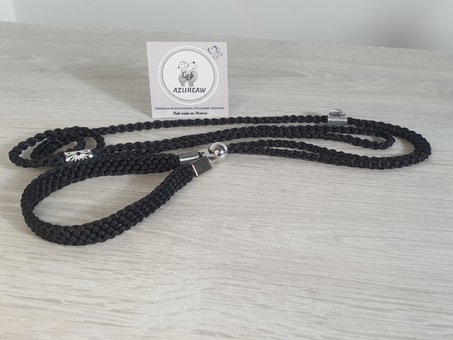 Laisse expositions canines NOIRE Sans perles avec sous gorge pour grand chien - Fait main Laisse expositions canines NOIRE Sans perles avec sous gorge pour grand chien - Fait main