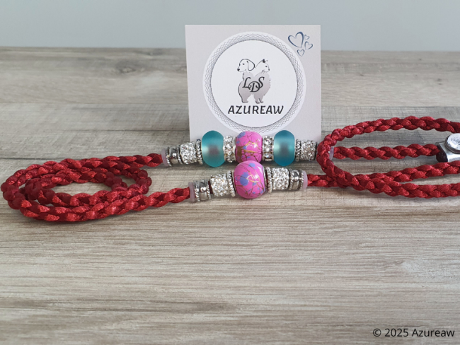 Laisse expositions canines BORDEAUX ROSÉE D'AZUR - Fait main