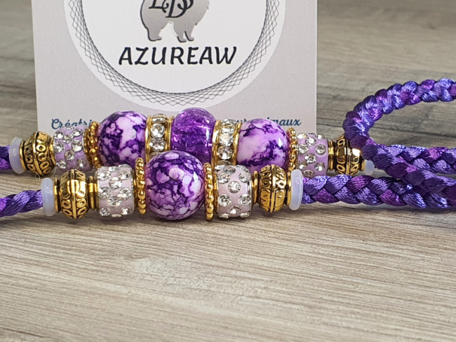 Laisse expositions canines Violette sans sous-gorge pour petit/moyen chien - Fait main