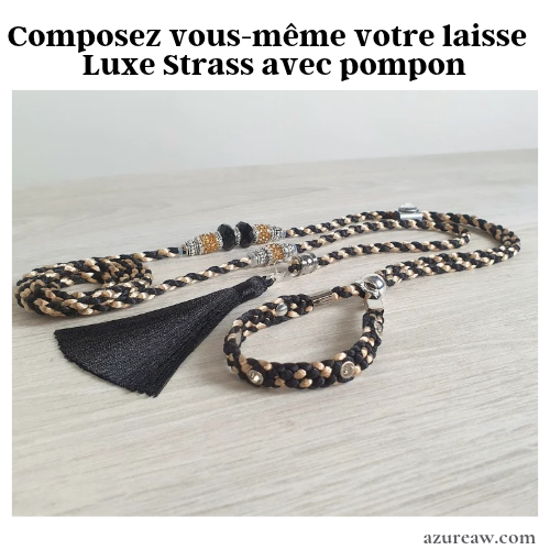 Laisse d’expo LUXE STRASS chien chien avec pompon (réalisation 1 à 2 semaines)