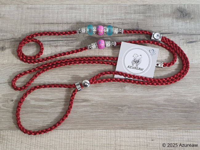 Laisse expositions canines BORDEAUX ROSÉE D'AZUR - Fait main