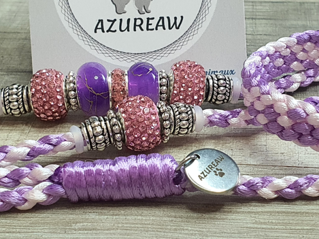 Laisse expositions canines PARME ET ROSE  avec sous gorge pour chien moyen jusqu'à 25 kg - Fait main