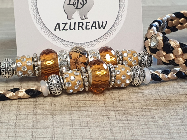 Laisse expositions canines LUXE Strass CHAMPAGNE & NOIR pour petit/moyen chien - Fait main