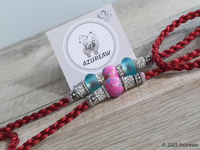 Laisse expositions canines BORDEAUX ROSÉE D'AZUR - Fait main