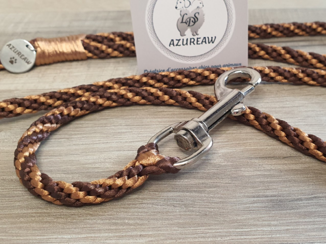 Laisse mousqueton DOUCEUR CARAMEL - Fait main