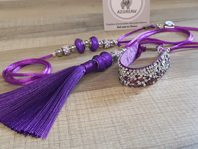 Laisse expositions canines Luxe Mini chien avec pompon 