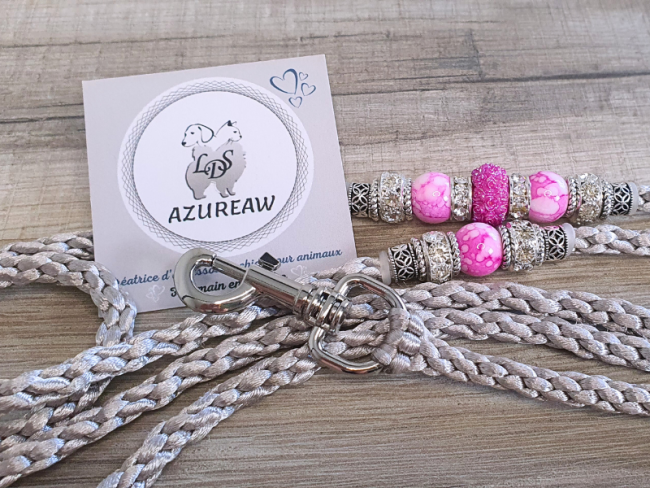 Laisse mousqueton ÉTOILE ROSÉE - Fait main Laisse mousqueton ÉTOILE ROSÉE - Fait main