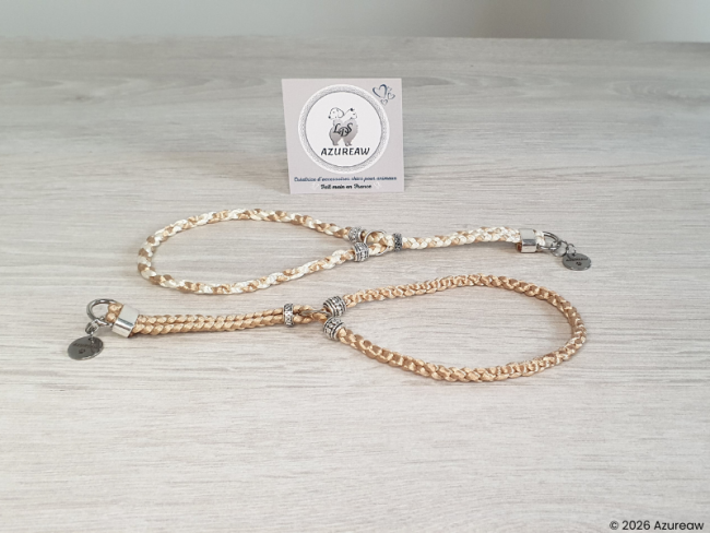 Colliers coulissant Mini modèle Rond ivoire & Champagne Azureaw , finition argentée.