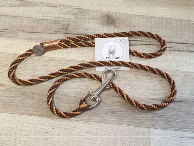Laisse mousqueton DOUCEUR CARAMEL - Fait main