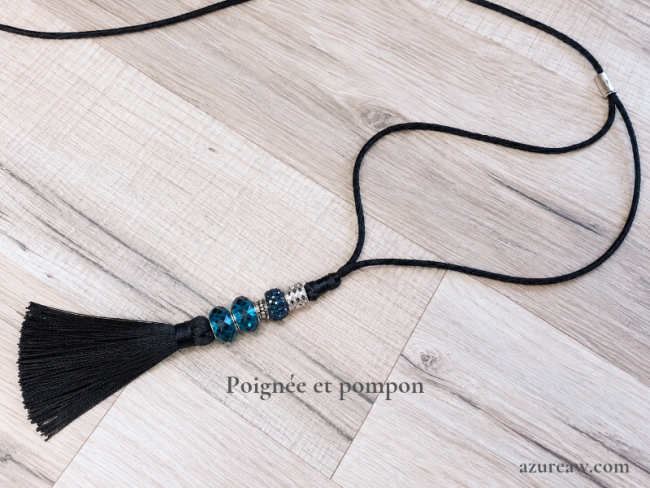 Laisse d’exposition sur mesure pour mini chien LUXE pailletée avec poignée & pompon | Azureaw
