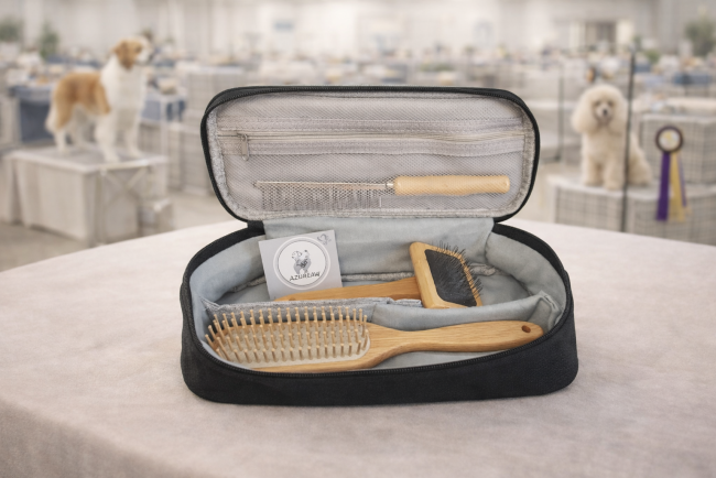 Organisation intérieure avec séparations amovibles Pochette de toilettage pour chien avec séparations amovibles pour brosses et peignes