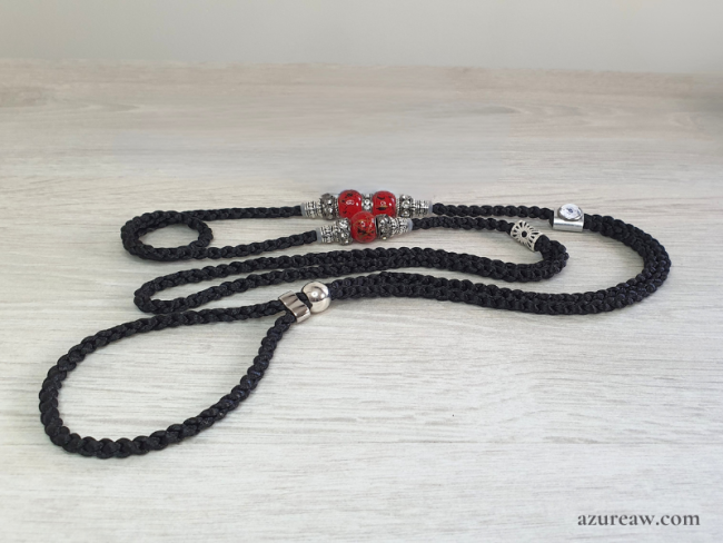 Laisse d’exposition Rouge & Nuit pour grand chien – Azureaw laisse présentation noire avec perles rouges et strass noir Azureaw