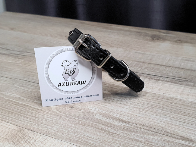 Laisse et collier Noir Strass multi couleurs *Mini chien* - Fait main