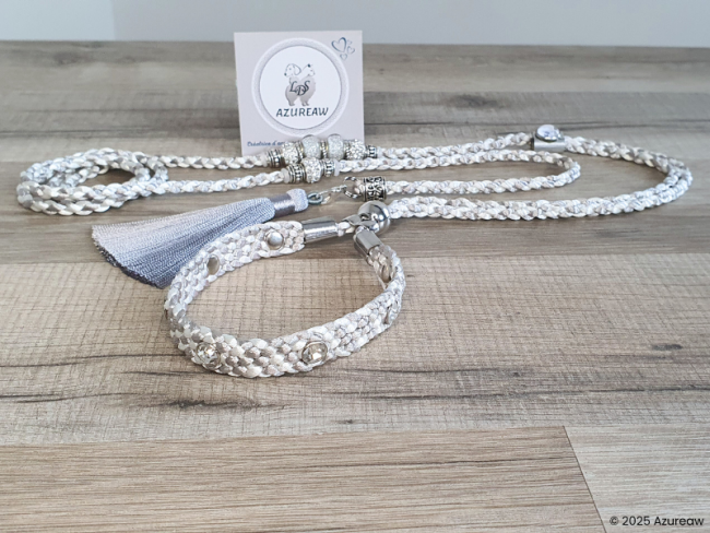 Laisse expositions canines LUXE STRASS grand chien Avec pompon Laisse expositions canines LUXE STRASS grand chien Avec pompon