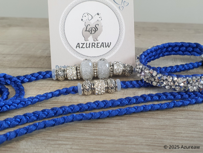 Laisse expositions canines LUXE PAILLETÉE petit/moyen chien avec poignée  