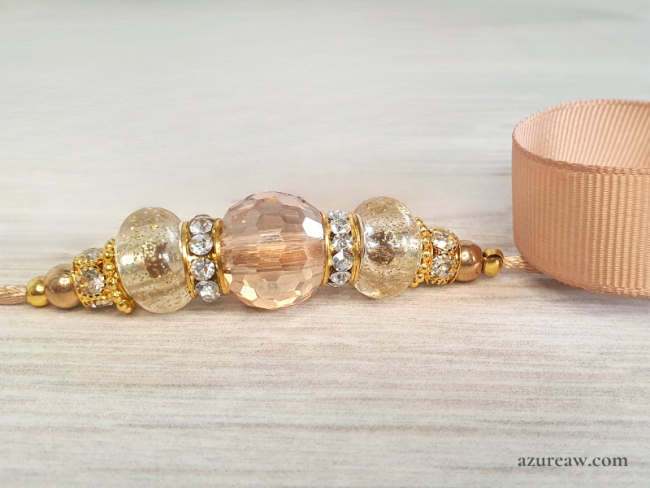 Laisse d’exposition Azureaw champagne avec perles et sous-gorge – Perle de lumière 