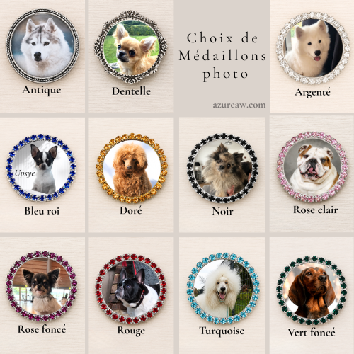 Médaillons broches porte-numéro Azureaw Fleur Personnalisée avec photo- Fait main