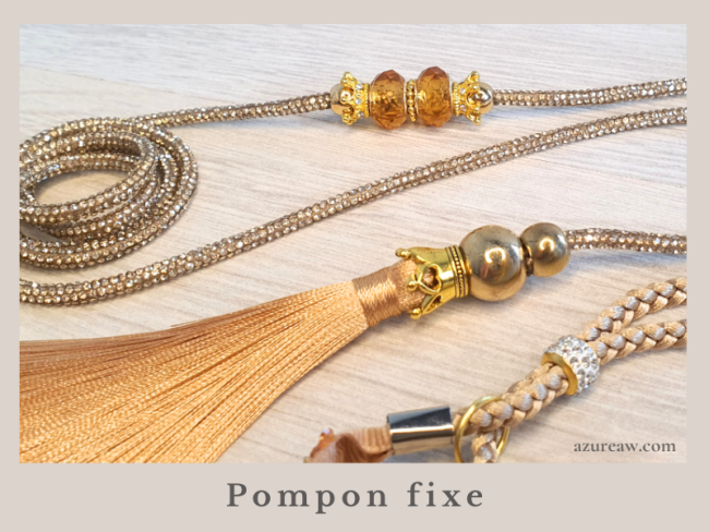 Laisse exposition chien Éclat Scintillant avec perles et finition Pompon fixe - Fait main – Azureaw