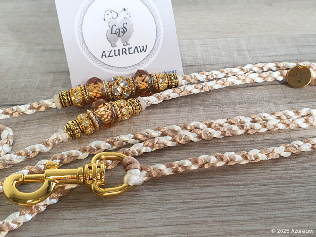 Laisse mousqueton IVOIRE MAJESTUEUX - Fait main Laisse mousqueton IVOIRE MAJESTUEUX - Fait main