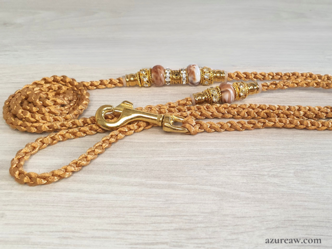 laisse mousqueton Caramel Doré pour chien Azureaw