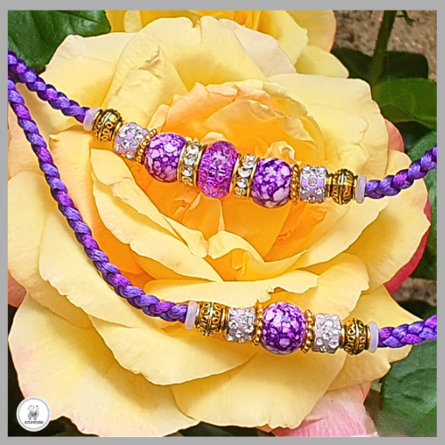 Laisse expositions canines ÉCLAT POURPRE sans sous-gorge pour petit/moyen chien - Fait main