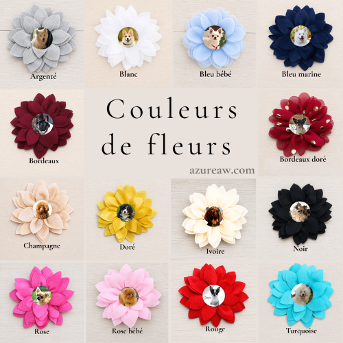 Broches porte-numéro Azureaw Fleur Personnalisée avec photo- Fait main
