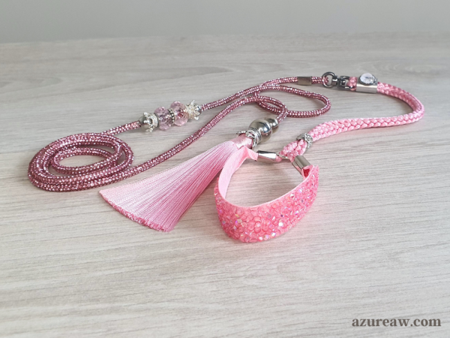 Laisse expo chien rose scintillante Reflet Rosé vue complète – Azureaw
