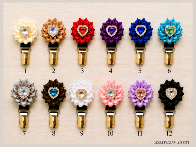 Broche porte-numéro Fleur Cœur - Fait main