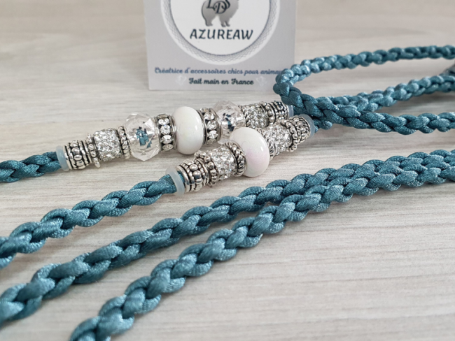 laisse présentation canine tressée main | Azureaw