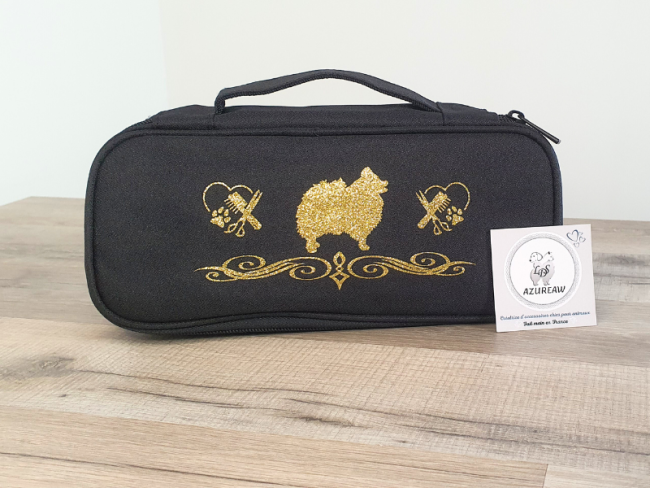 Pochette de toilettage personnalisable pour chien Pochette de toilettage pour chien personnalisable, fermée, vue extérieure