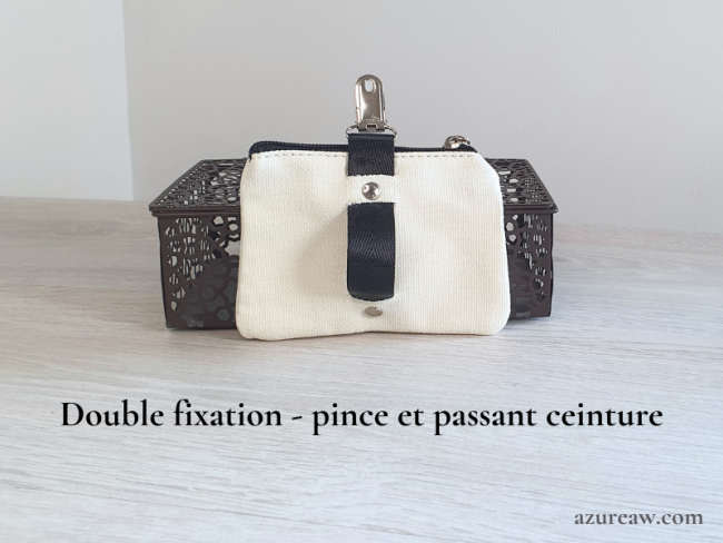 Pochette à friandises personnalisable Azureaw - Double fixation, pince et passant ceinture