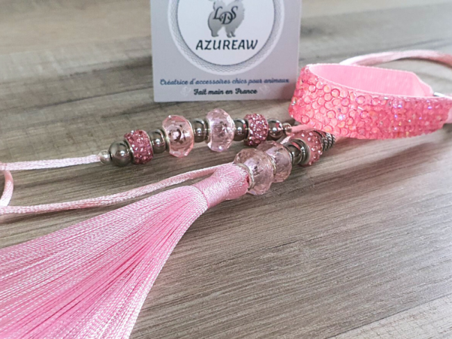 Laisse expositions canines Luxe Mini chien avec poignée et pompon Laisse expositions canines Luxe Mini chien avec poignée et pompon