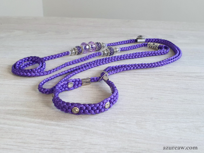 Laisse expositions canines Luxe Strass Azureaw pour petit et moyen chien avec poignée - Fait main