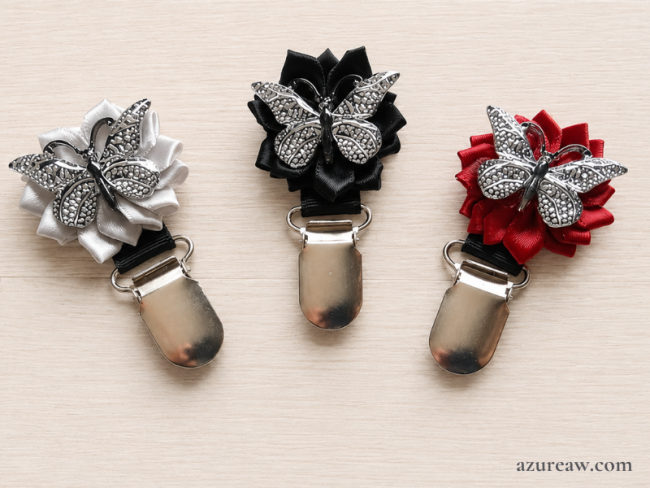 Broches porte-numéro Azureaw Fleur Papillon - Fait main