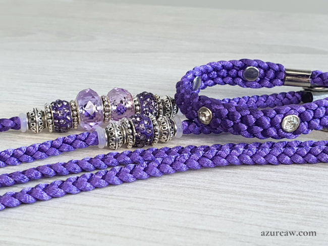 Laisse expositions canines Luxe Strass Azureaw pour petit et moyen chien avec poignée - Fait main