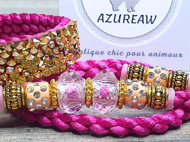 Laisse expositions canines LUXE PAILLETÉE grand chien avec poignée  