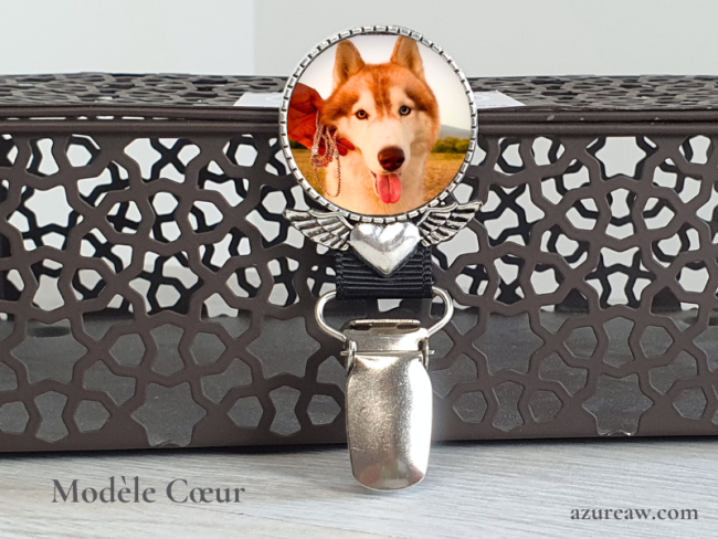 Broche porte-numéro Azureaw Personnalisée avec photo - Fait main