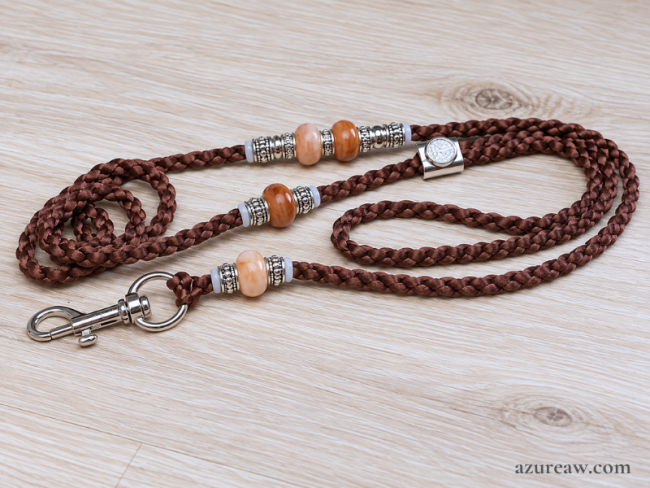 Laisse mousqueton tressée CHOCOLAT (Ø 4mm) - Fait main