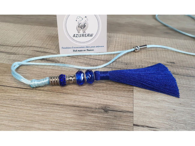 Laisse expositions canines Luxe BLEU BÉBÉ MARINE sans sous-gorge pour chien de 0 à 5 kg - Fait main