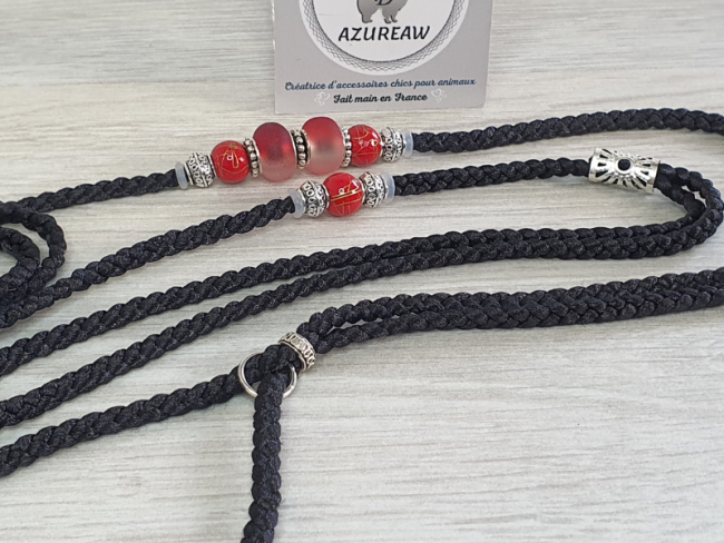 Laisse d’exposition Rouge & Noir – Azureaw laisse exposition Rouge & Noir chien Azureaw