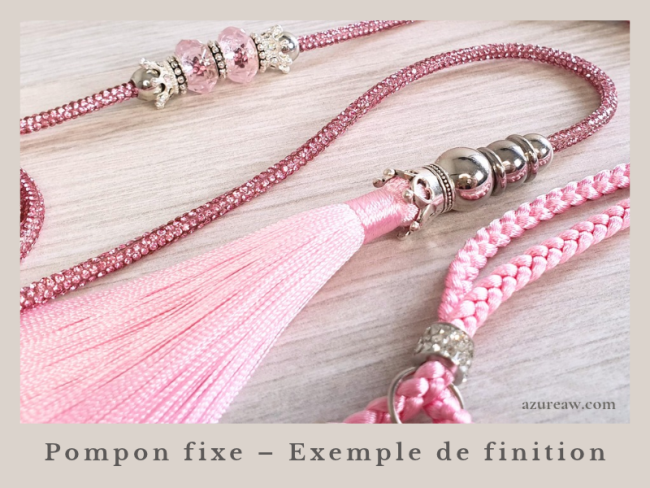 Laisse de Présentation Signature Scintillante avec finition Pompon fixe – Édition limitée. Fait main – Azureaw