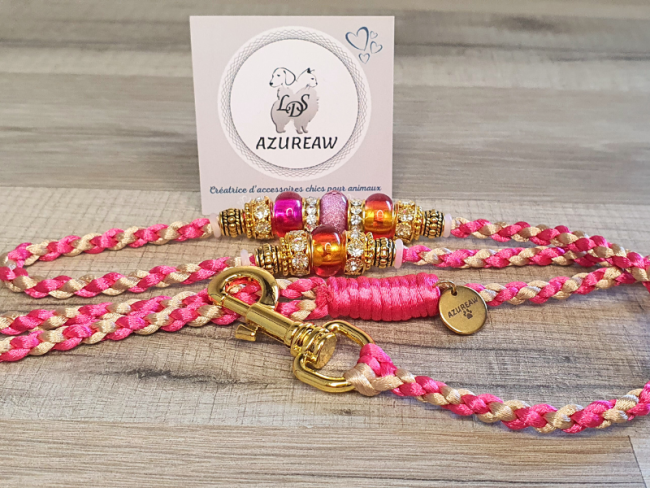 Laisse mousqueton ROSE CHAMPAGNE (Ø 4mm)